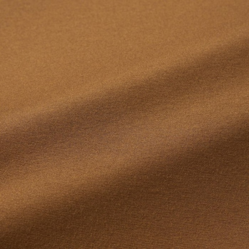Women Uniqlo HEATTECH Scoop Neck Long-Sleeve T Shirts Brown | 7918923
