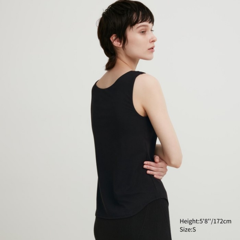Women Uniqlo HEATTECH Sleeveless Silk Blend Tank Top White | 7528880