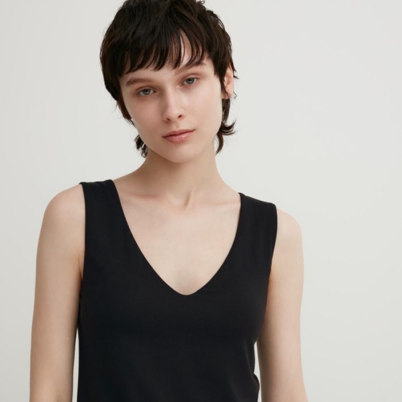 Women Uniqlo HEATTECH Sleeveless Silk Blend Tank Top White | 7528880