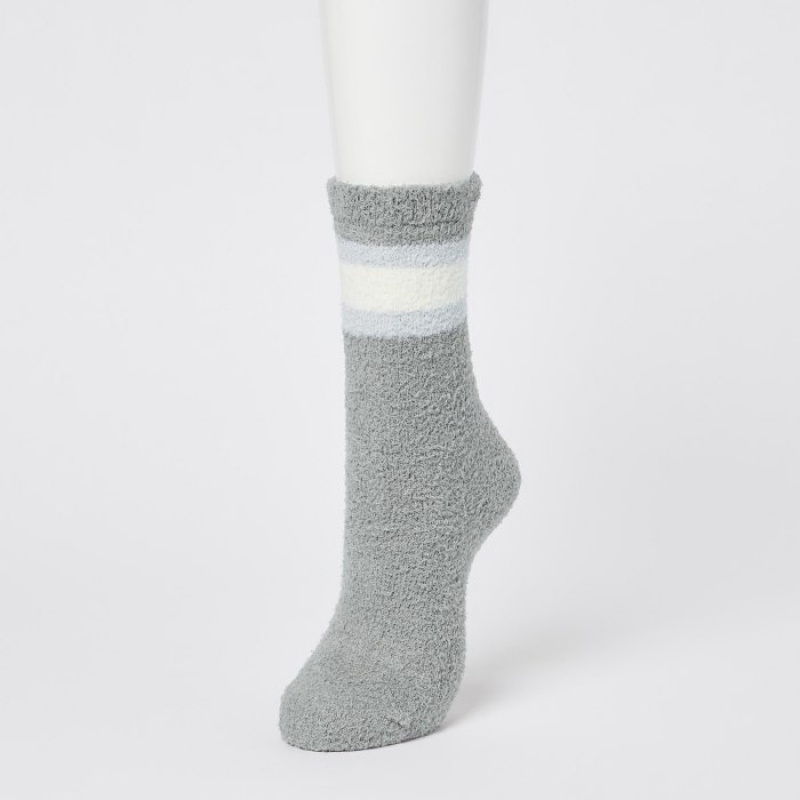 Women Uniqlo HEATTECH Soft Fluffy Socks Grey | 9478417