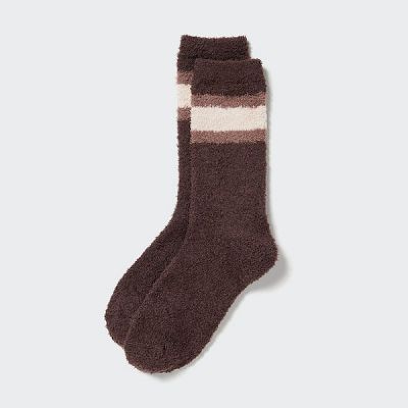 Women Uniqlo HEATTECH Soft Fluffy Socks Brown | 6950849