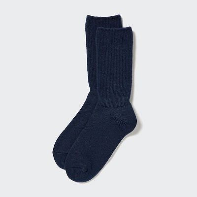 Women Uniqlo HEATTECH Souffle Yarn Socks Navy | 1661886