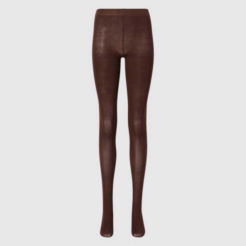 Women Uniqlo HEATTECH Tight Brown | 7737213
