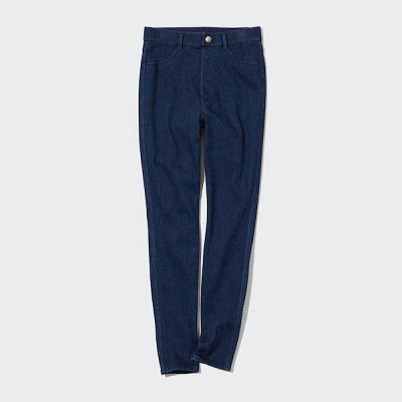 Women Uniqlo HEATTECH Ultra Stretch High-Rise Denim Pants Blue | 2102433