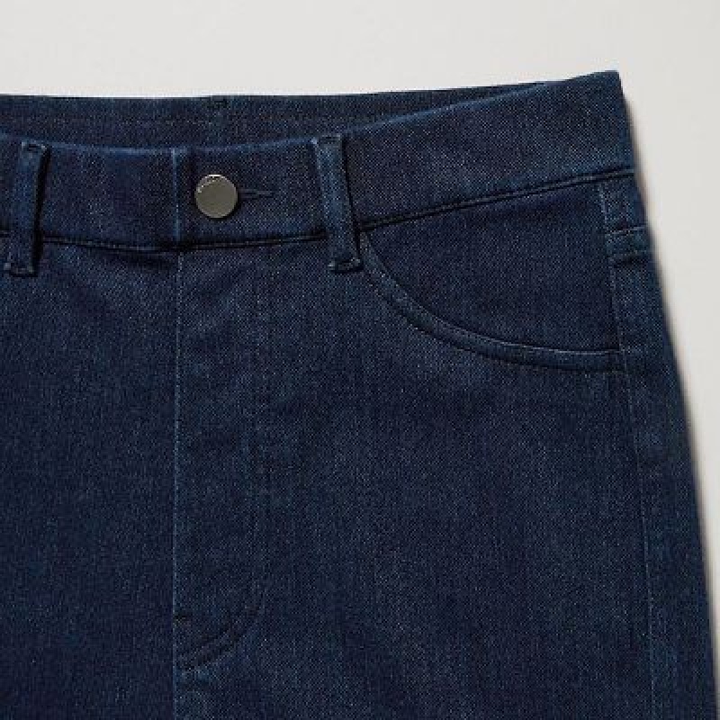 Women Uniqlo HEATTECH Ultra Stretch High-Rise Denim Pants Blue | 2102433