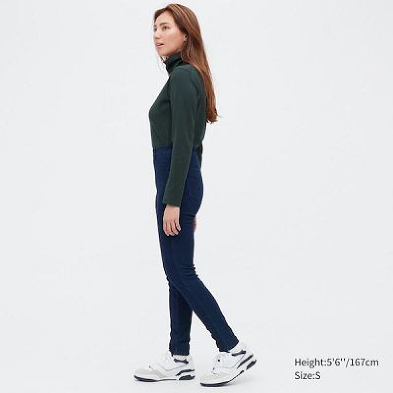 Women Uniqlo HEATTECH Ultra Stretch High-Rise Denim Pants Blue | 5070593