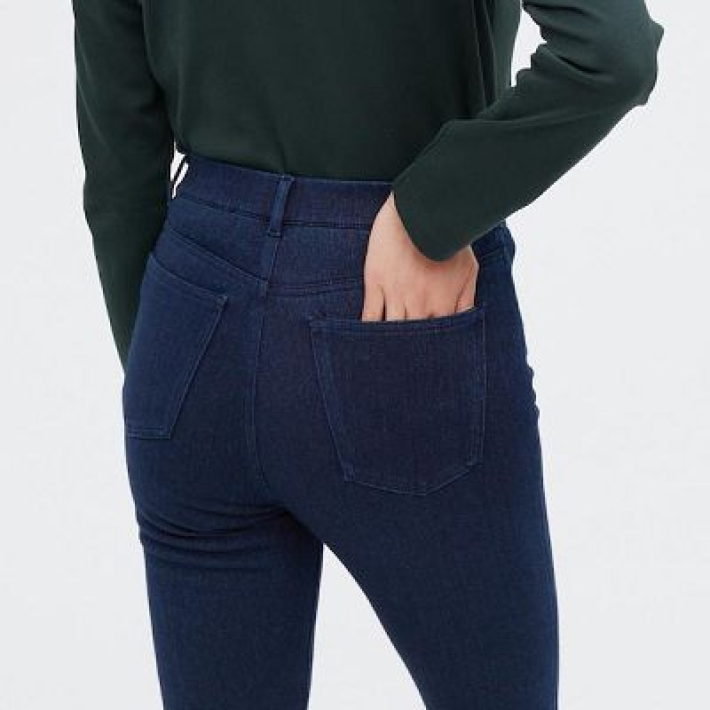 Women Uniqlo HEATTECH Ultra Stretch High-Rise Denim Pants Blue | 5070593