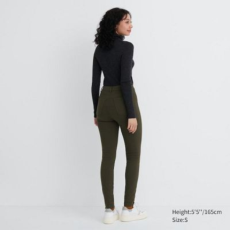 Women Uniqlo HEATTECH Ultra Stretch High-Rise Leggings Olive | 2831369