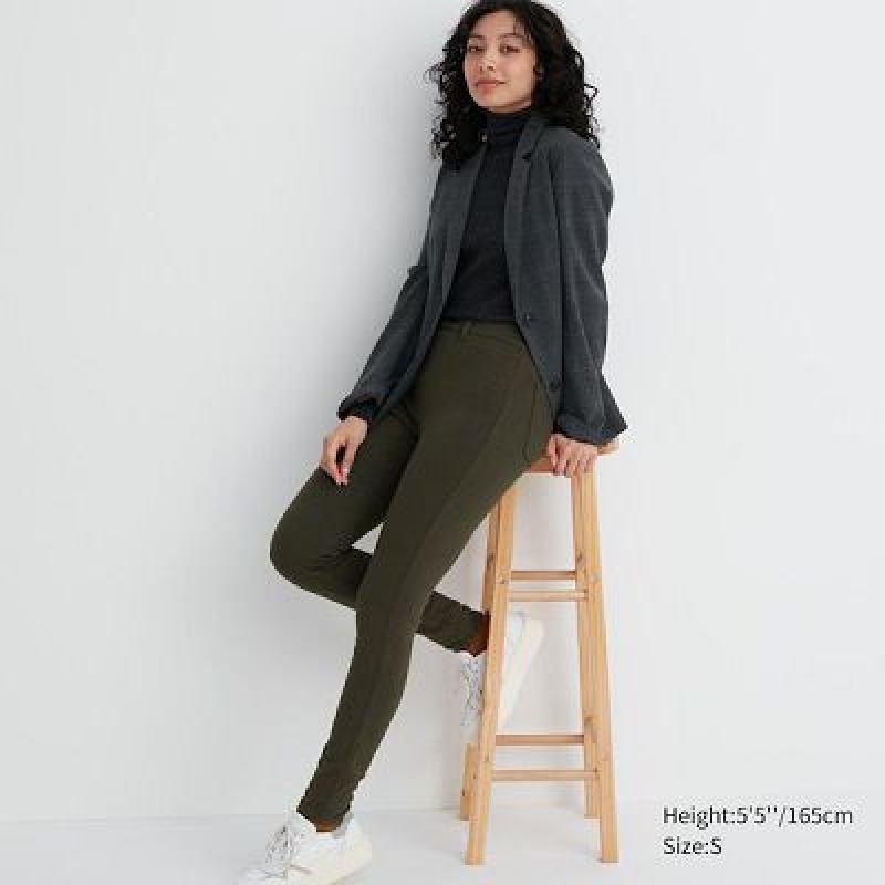 Women Uniqlo HEATTECH Ultra Stretch High-Rise Leggings Olive | 2831369