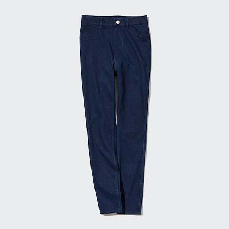 Women Uniqlo HEATTECH Ultra Stretch High-Rise Denim Pants Blue | 6153004