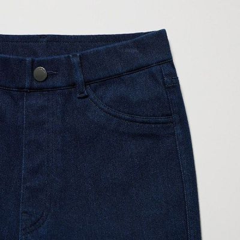 Women Uniqlo HEATTECH Ultra Stretch High-Rise Denim Pants Blue | 6153004