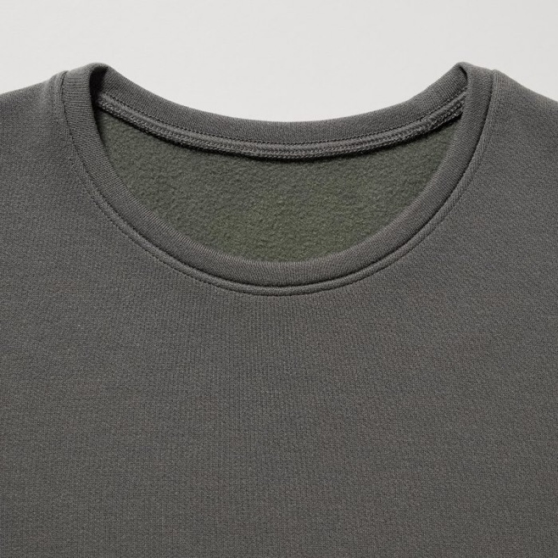 Women Uniqlo HEATTECH Ultra Warm Crew Neck Long-Sleeve T Shirts Grey | 1468591