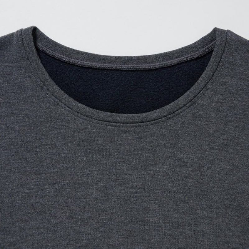 Women Uniqlo HEATTECH Ultra Warm Crew Neck Long-Sleeve T Shirts Grey | 592095
