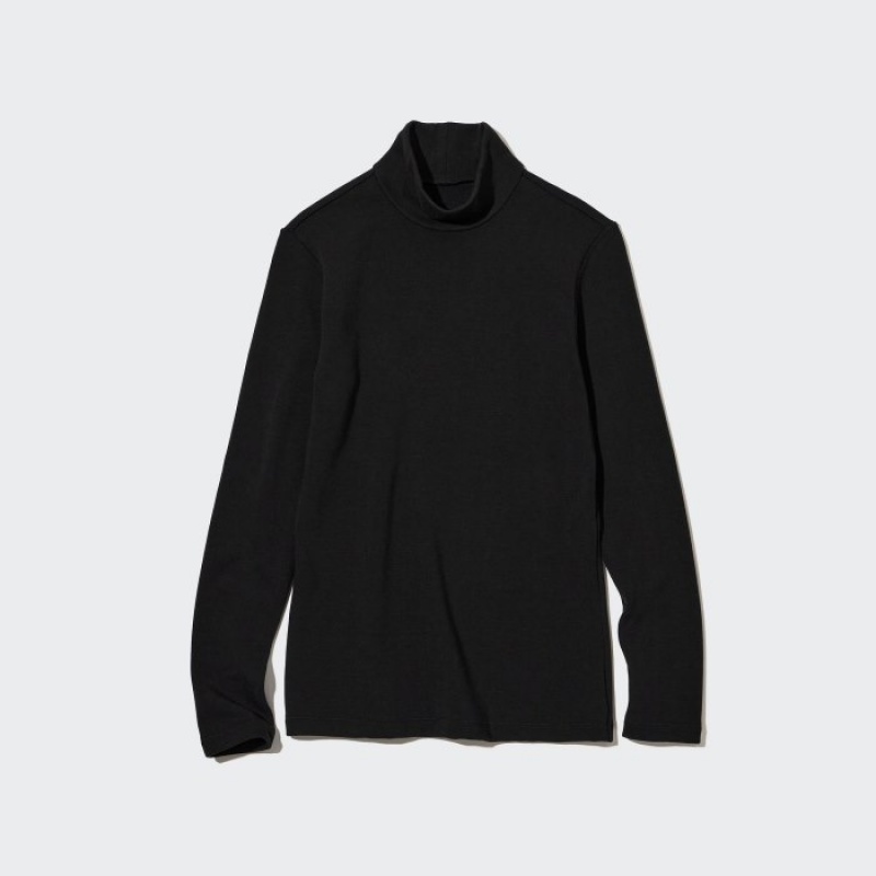 Women Uniqlo HEATTECH Ultra Warm High Neck T Shirts Black | 1713309