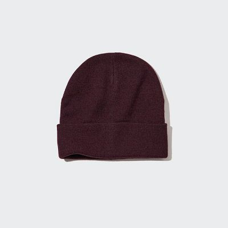 Women Uniqlo HEATTECH Watch Caps Burgundy | 7546874