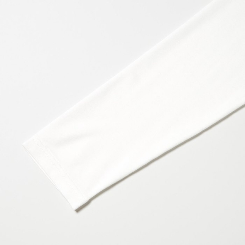 Women Uniqlo Heattech Crew Neck Long-sleeve T Shirts White | 5697105