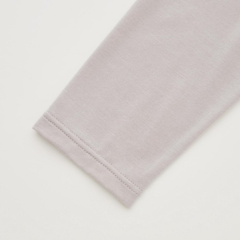 Women Uniqlo Heattech Crew Neck Long-sleeve T Shirts Grey | 7610411