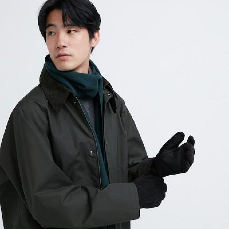 Women Uniqlo Heattech Lined Faux Suede Gloves Black | 6630916