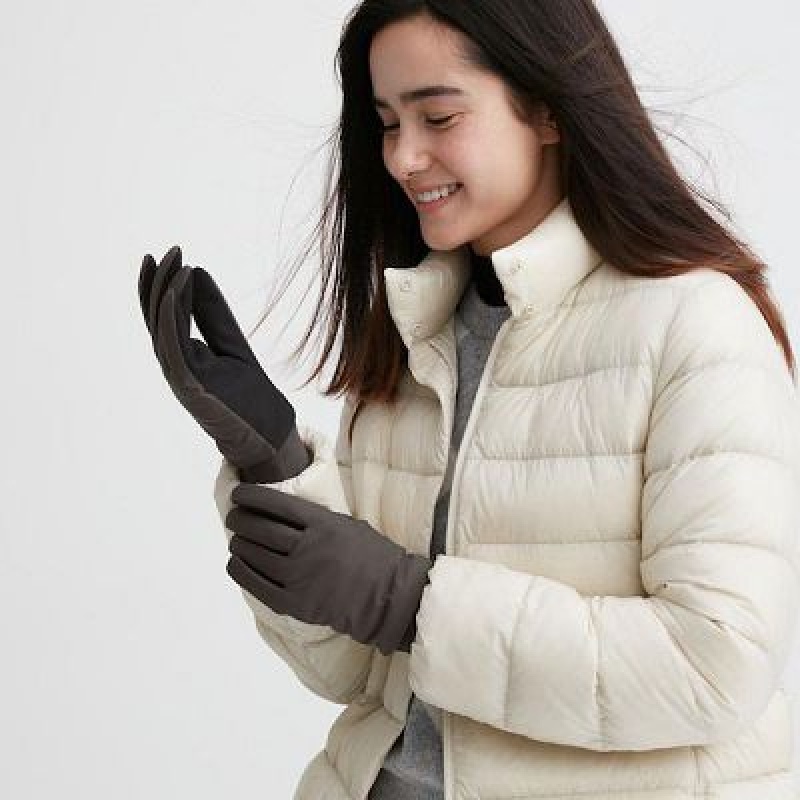 Women Uniqlo Heattech Lined Function Gloves Grey | 2357509