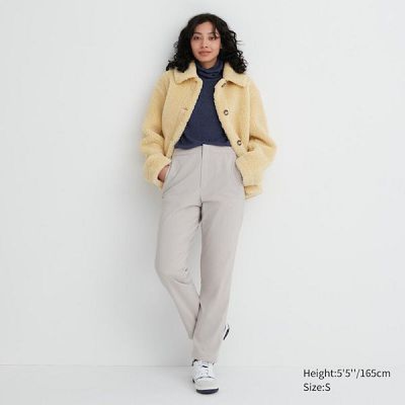 Women Uniqlo Heattech Warm Lined Pants Grey | 7287537