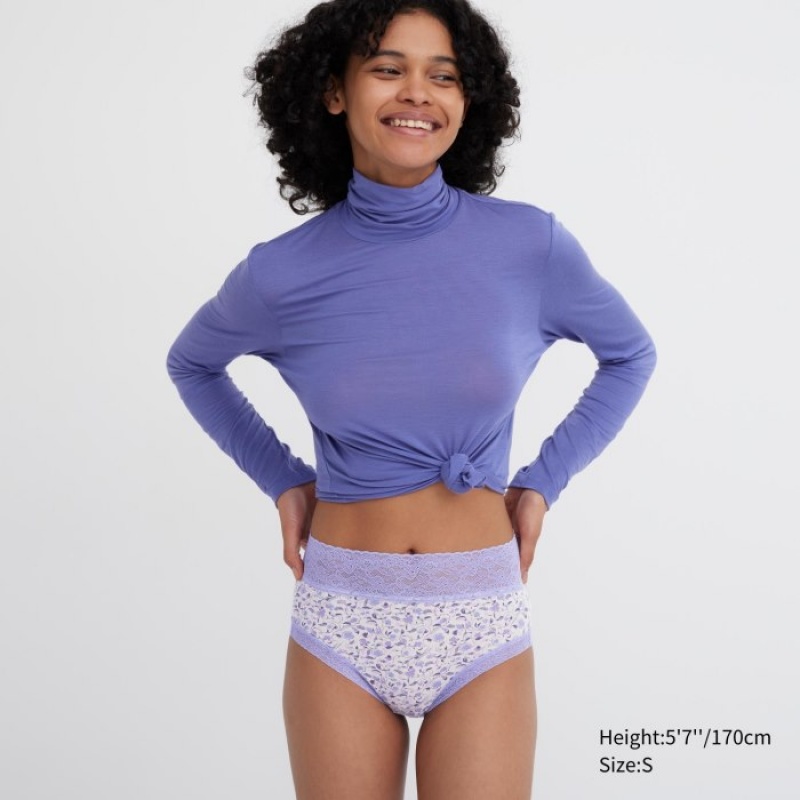 Women Uniqlo High-Rise Briefs Purple | 9432710