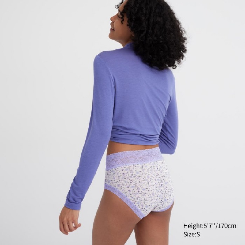 Women Uniqlo High-Rise Briefs Purple | 9432710