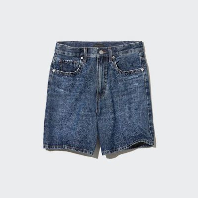 Women Uniqlo High-Rise Denim Shorts Blue | 1927283