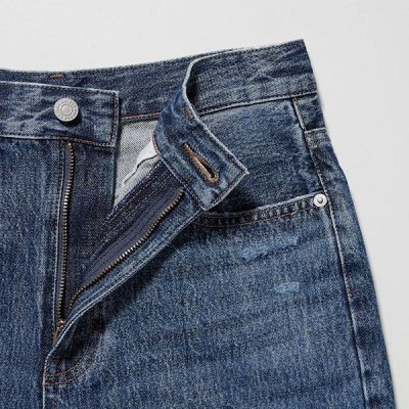 Women Uniqlo High-Rise Denim Shorts Blue | 1927283