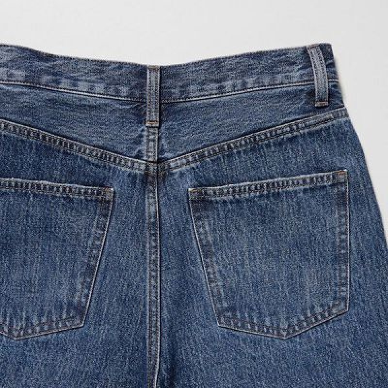 Women Uniqlo High-Rise Denim Shorts Blue | 1927283
