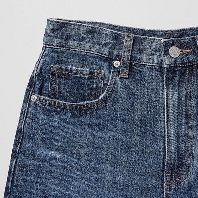 Women Uniqlo High-Rise Denim Shorts Blue | 9550851