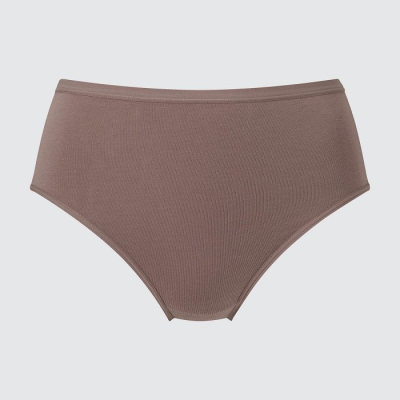 Women Uniqlo High Rise Basic Briefs Brown | 6286786