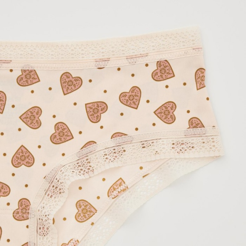 Women Uniqlo Hiphugger Briefs Beige | 4345405