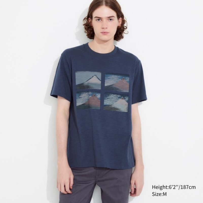 Women Uniqlo Hokusai UT Short Sleeve T Shirts Blue | 9143594