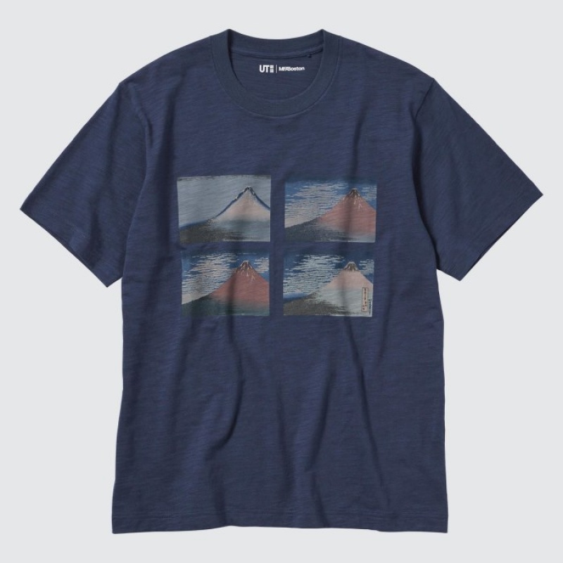 Women Uniqlo Hokusai UT Short Sleeve T Shirts Blue | 9143594
