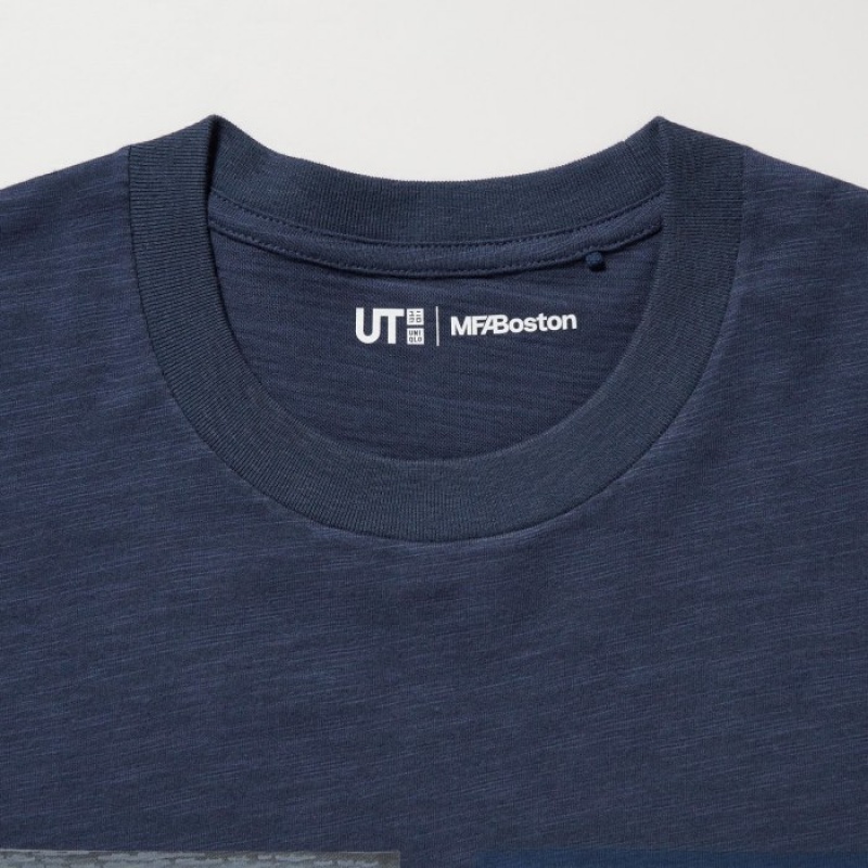 Women Uniqlo Hokusai UT Short Sleeve T Shirts Blue | 9143594