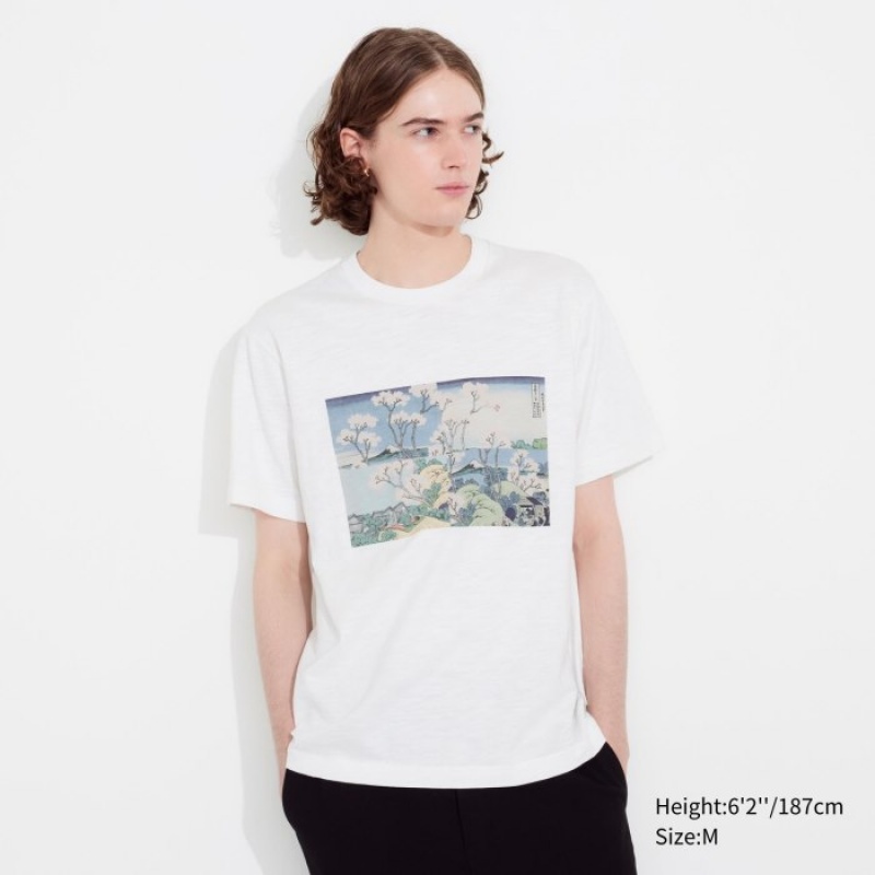 Women Uniqlo Hokusai UT Short Sleeve T Shirts White | 1539954
