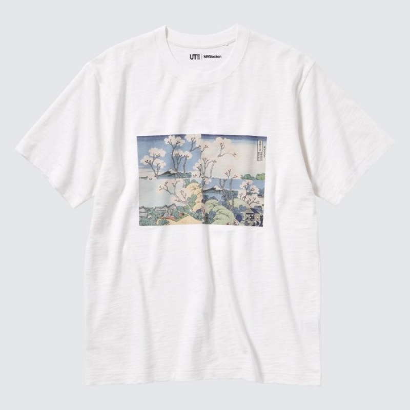 Women Uniqlo Hokusai UT Short Sleeve T Shirts White | 1539954