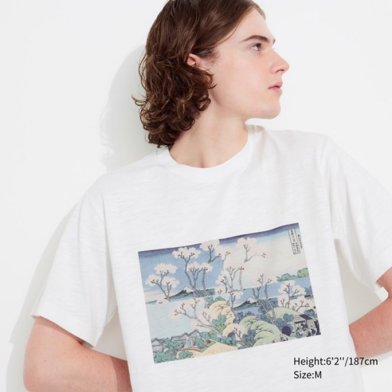 Women Uniqlo Hokusai UT Short Sleeve T Shirts White | 1539954