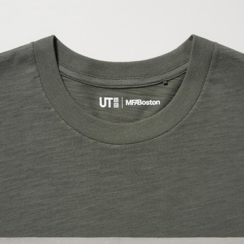 Women Uniqlo Hokusai UT Short Sleeve T Shirts Olive | 8120422