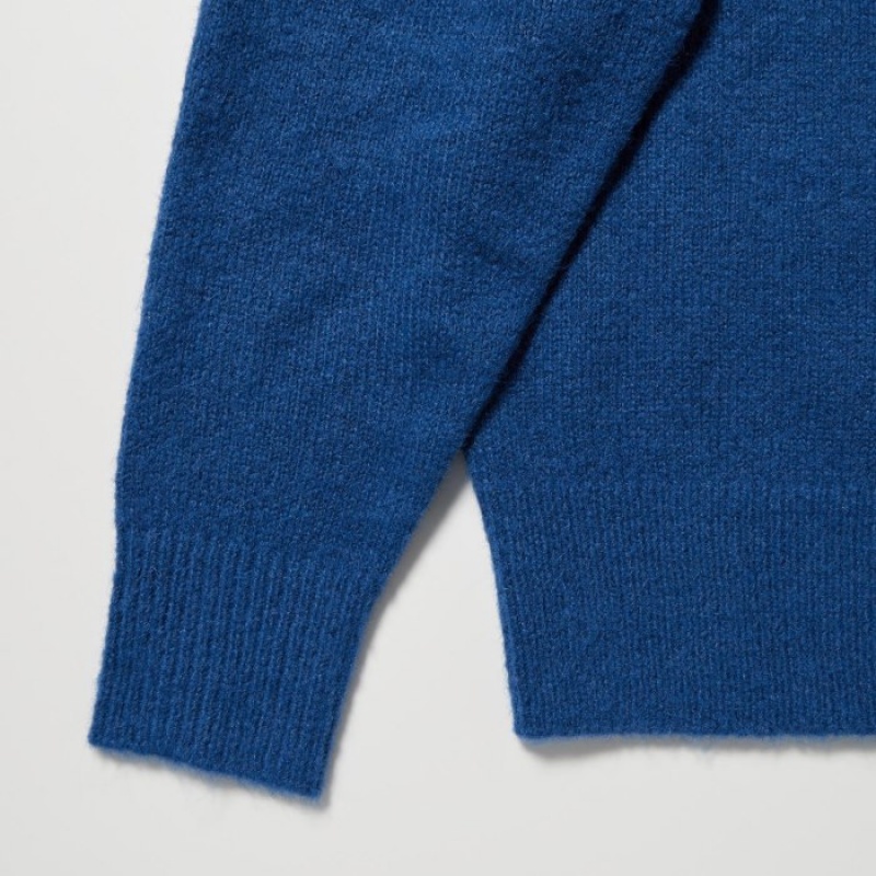 Women Uniqlo Jacquard Crew Neck Long-Sleeve Sweaters Blue | 6532986