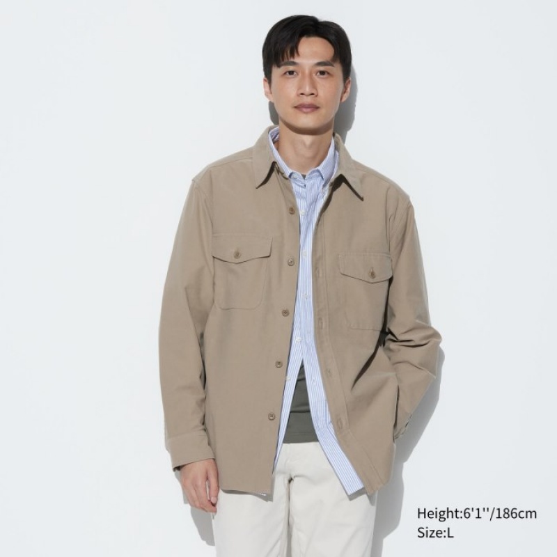 Women Uniqlo Jersey Shirts Beige | 3849927