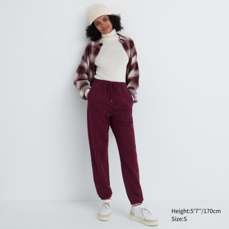 Women Uniqlo Jogger Pants Burgundy | 637996