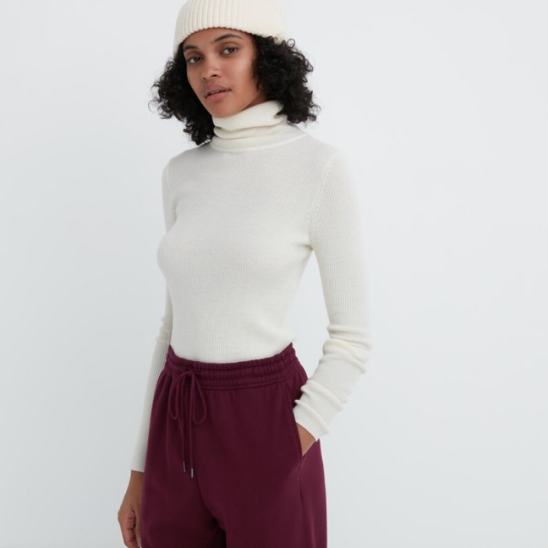 Women Uniqlo Jogger Pants White | 9736835