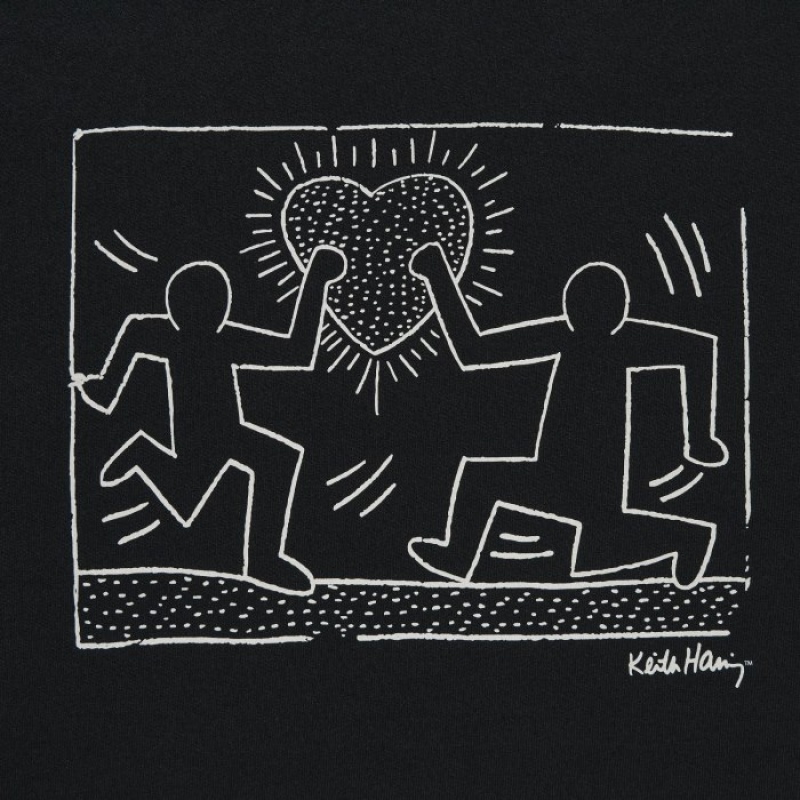 Women Uniqlo Keith Haring UT Short Sleeve T Shirts Black | 2086421