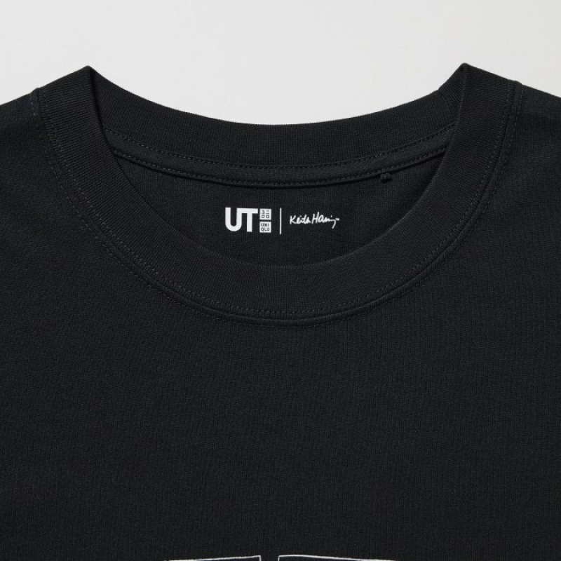 Women Uniqlo Keith Haring UT Short Sleeve T Shirts Black | 7887461