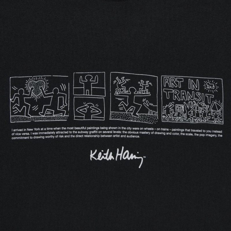 Women Uniqlo Keith Haring UT Short Sleeve T Shirts Black | 7887461