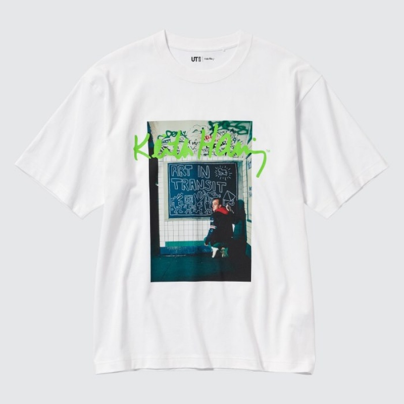 Women Uniqlo Keith Haring UT Short Sleeve T Shirts White | 2215307