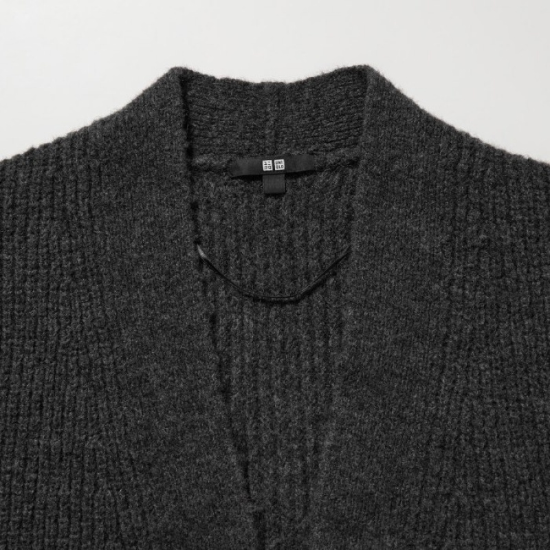 Women Uniqlo Knitted Long Cardigan Grey | 4124632