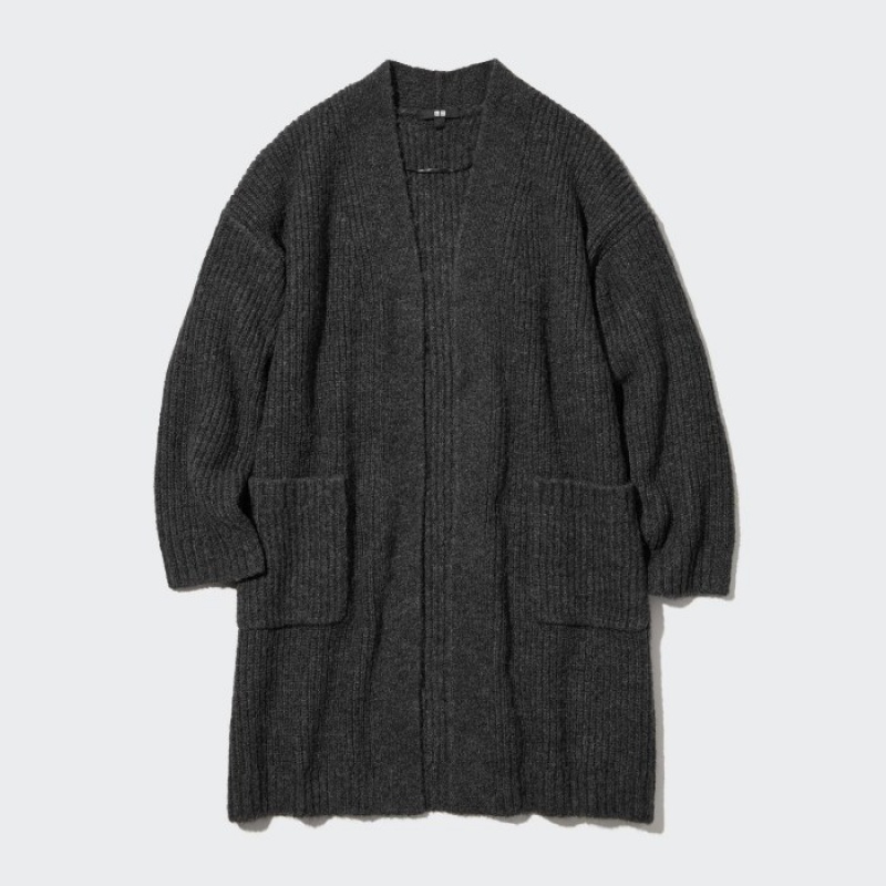 Women Uniqlo Knitted Long Cardigan Grey | 1758328