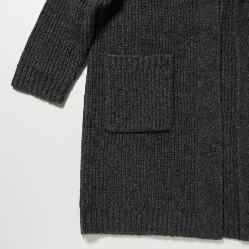 Women Uniqlo Knitted Long Cardigan Grey | 1758328
